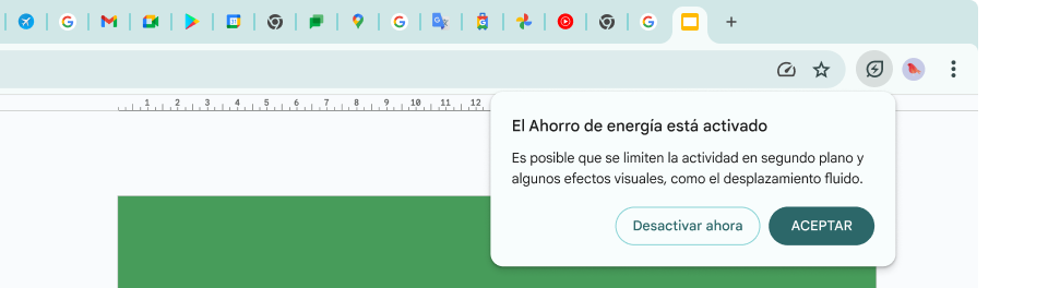 A cursor has clicked on the Energy Saver icon, which explains background activity and some visual effects have been limited to save memory.