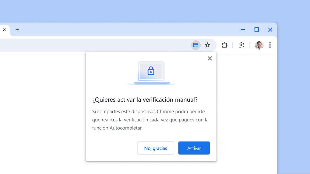 Activa la verificación manual para realizar pagos con Autocompletar.