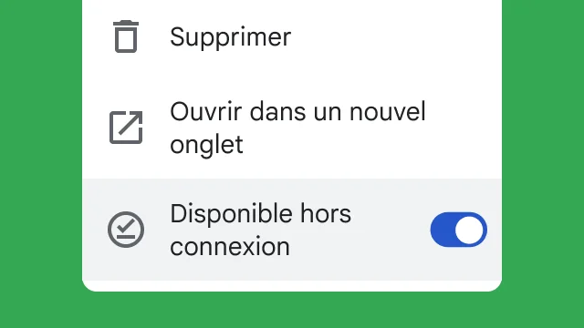Bouton permettant à l'utilisateur d'accéder à ses fichiers pour travailler hors connexion.